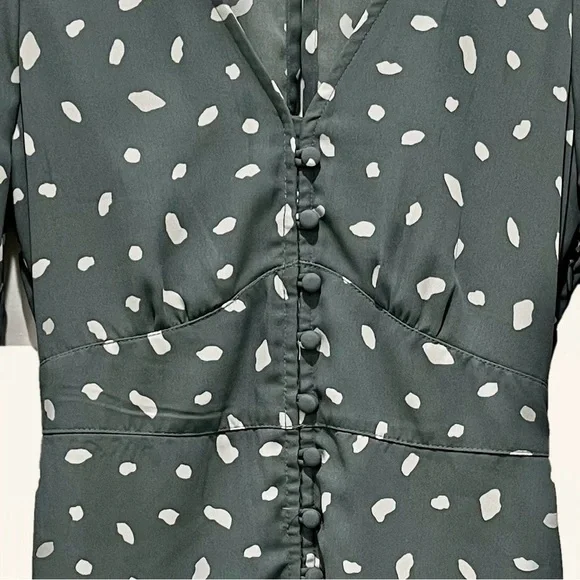 Abercrombie & Fitch Sweetheart Neck Long Sleeve Polka Dot Petite Mini Dress - Picture 2 of 7